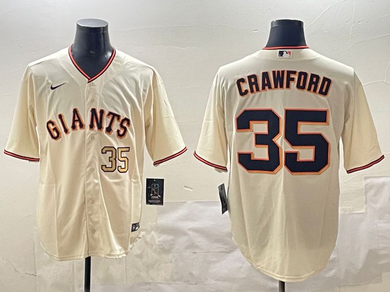 Men San Francisco Giants 35 Crawford Cream Game 2025 Nike MLB Jersey style 4